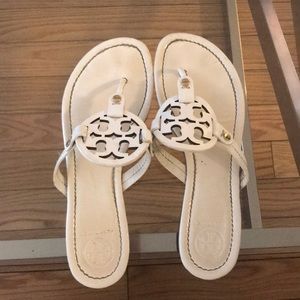 White Tory Burch flip flops